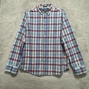 RYE by Hawker Rye Shirt Mens Large Blue Red Plaid Button Down  Long Sleeve Slim